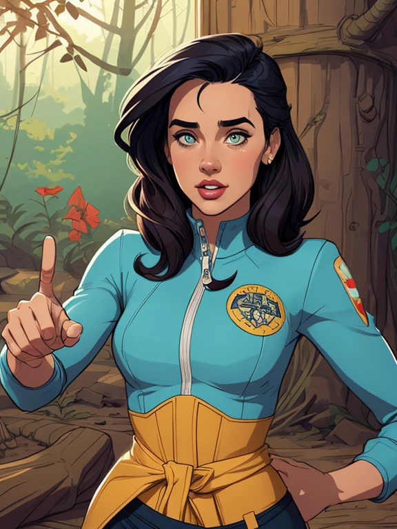 Personagem mulher PinUp dos anos 30 com marcas de guerras Imagem de desenho animado de uma mulher .cartoon style illustration, estilo de arte dos desenhos animados, estilo de arte dos desenhos animados, digital illustration style, design de personagens altamente detalhado, arte digital detalhada coragem, Forest fan art, Design de personagens de retrato, beautiful digital illustration, retrato de alta qualidade, Arte em quadrinhos, mulher jovem cabelo com transas lindas . Beautiful lined eyes Medium large bust and wonderful sexy clothes. image expression of sexual desire from the waist to the illustration Jennifer Connelly Fallout 23 uniform