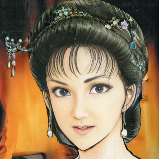 NSFW,mature female,{full_nude},{full_body},big breast,big nipple,Pubic hair of the same color as the hair,red cheek, crying, open mouth,skinny,chinese traditional style bed,{best quality}, {very aesthetic}, {ultra-detailed}, {best illustration},gangbang