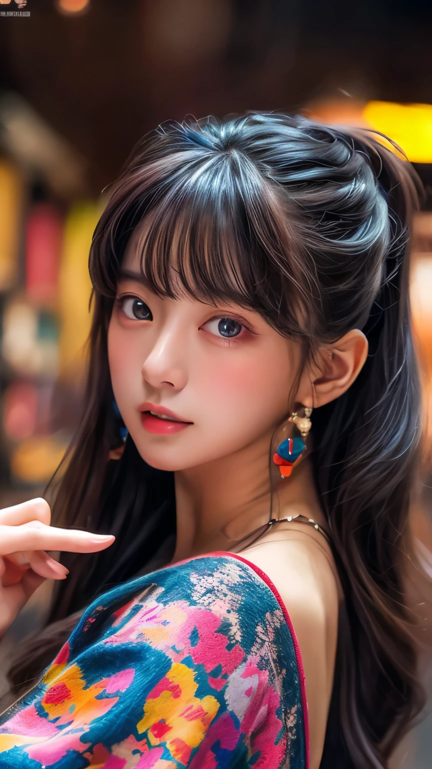(masterpiece、highest quality、Official Art:1.2)、(colorful)、who should look&#39;Watching、1 girl、Portraiture、alone、Colorful floating on water、Random sexy poses、peekaboo、Pointing to the cheek