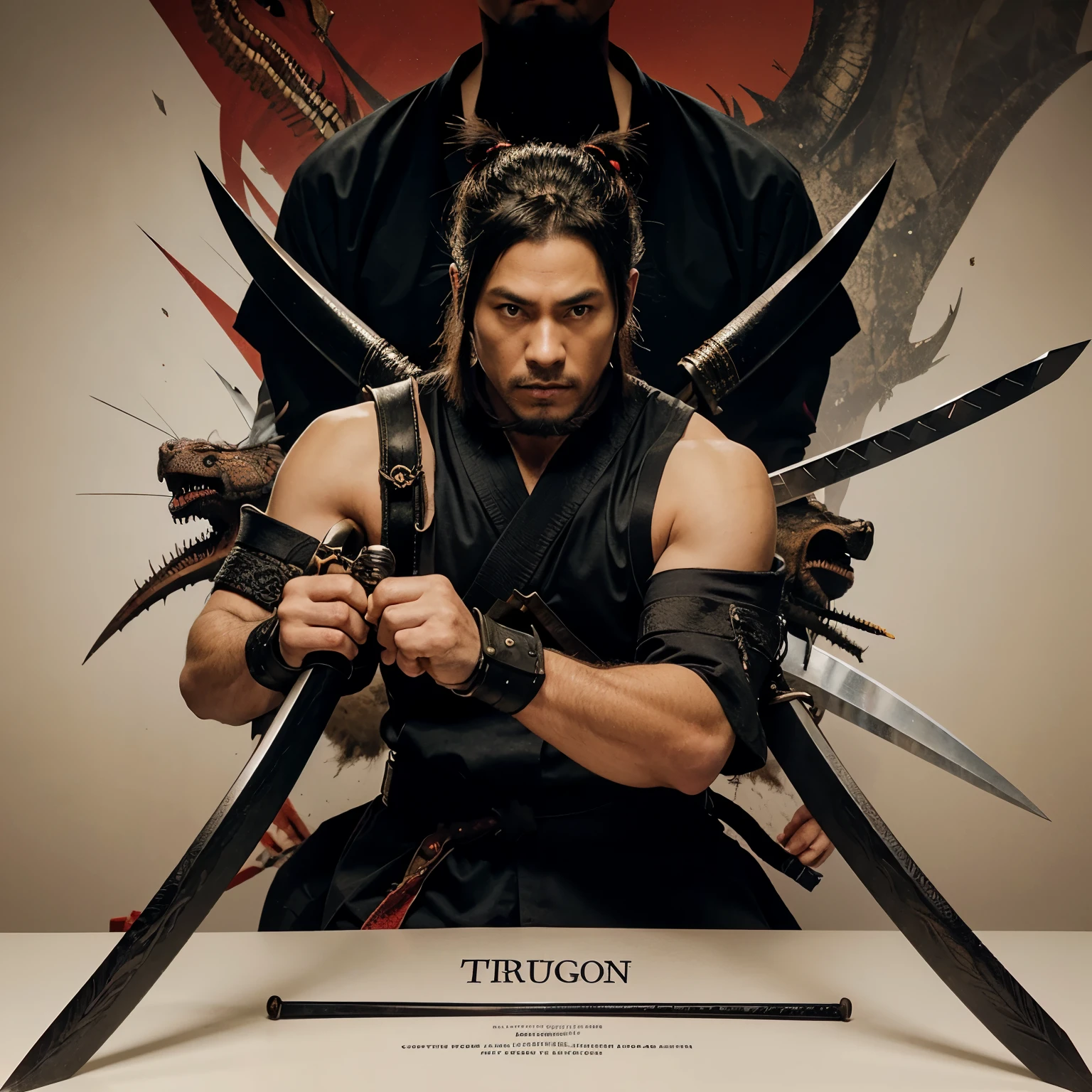An image of a samurai ninja holding a dragon sword with the letter J