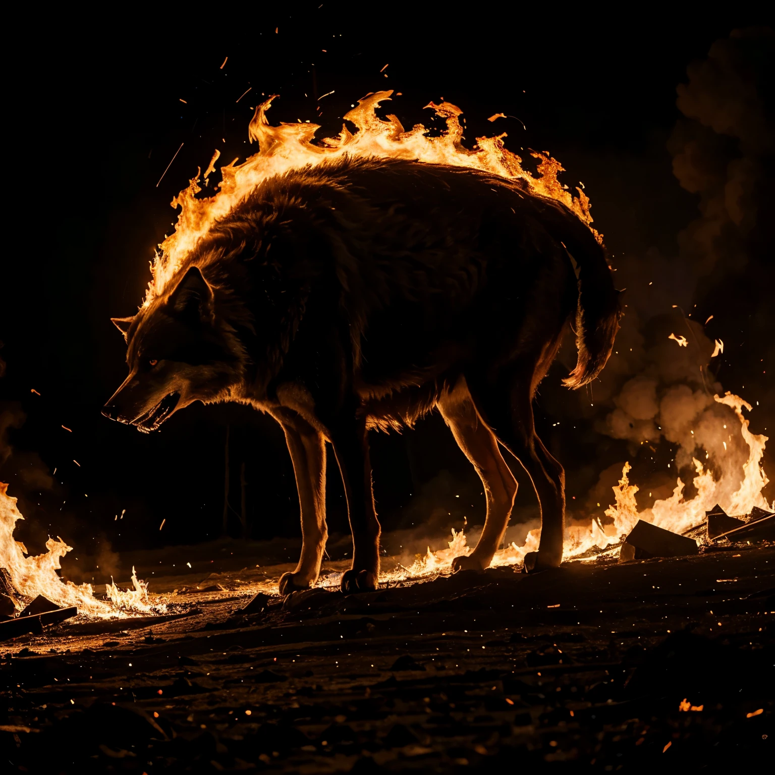 Very big fire wolf another world