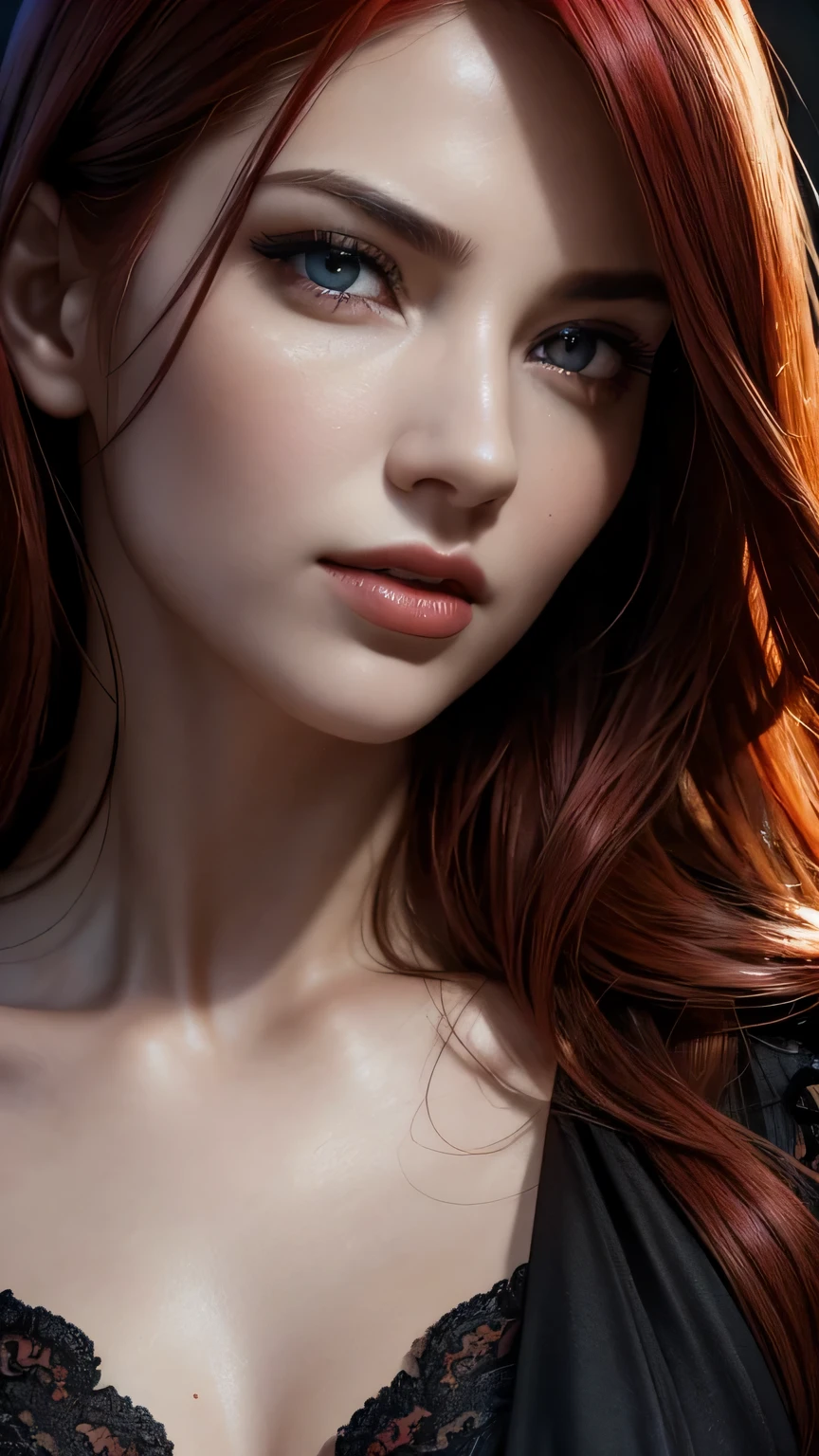 Cover of a digital style book with a (red hair woman) (a man with dark skin, dark hair and eyes)