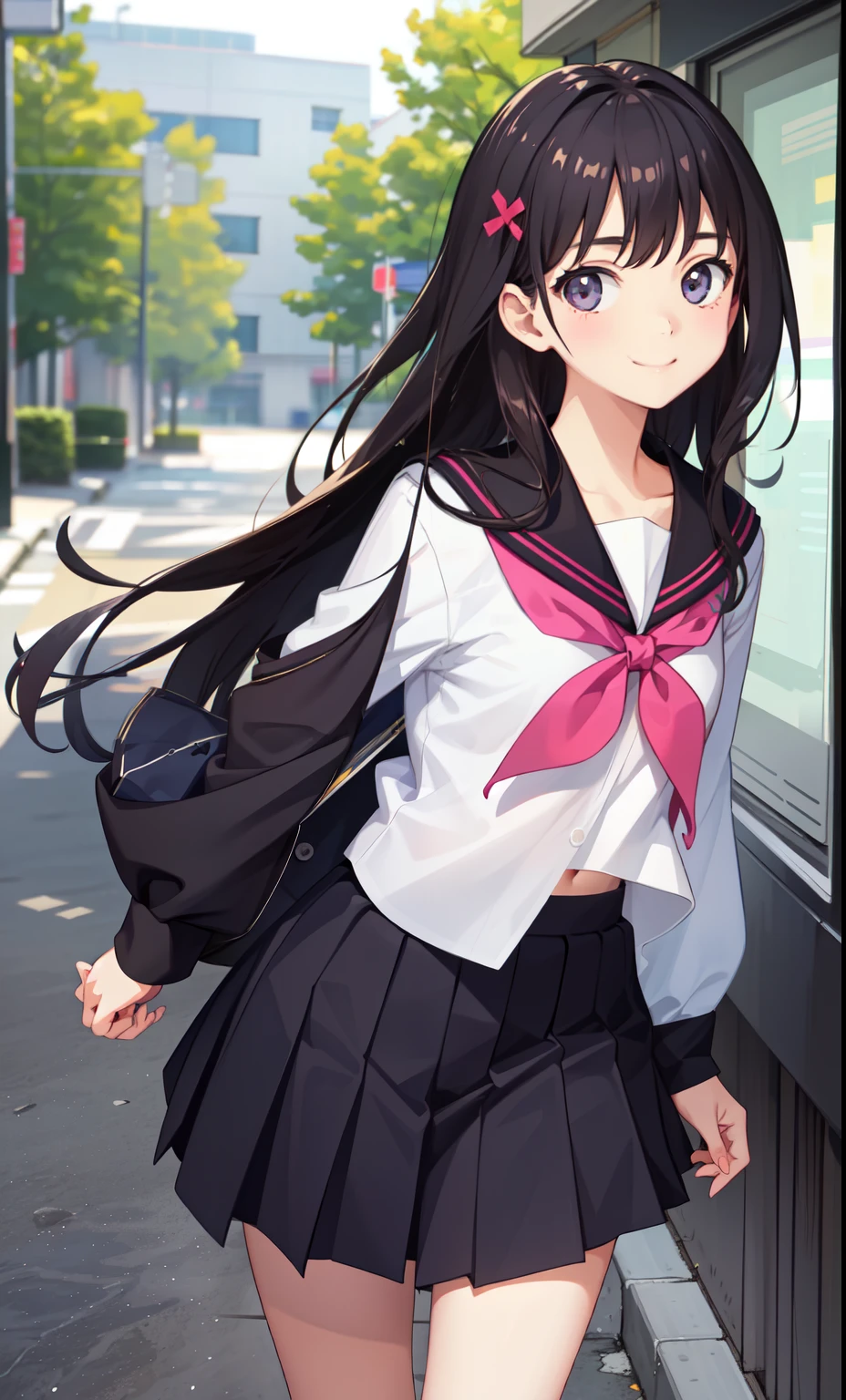 girl、かわいいgirl、smile、shirt、blouse、high school student、uniform、Serafuku、(Small breasts)、Flat chest、