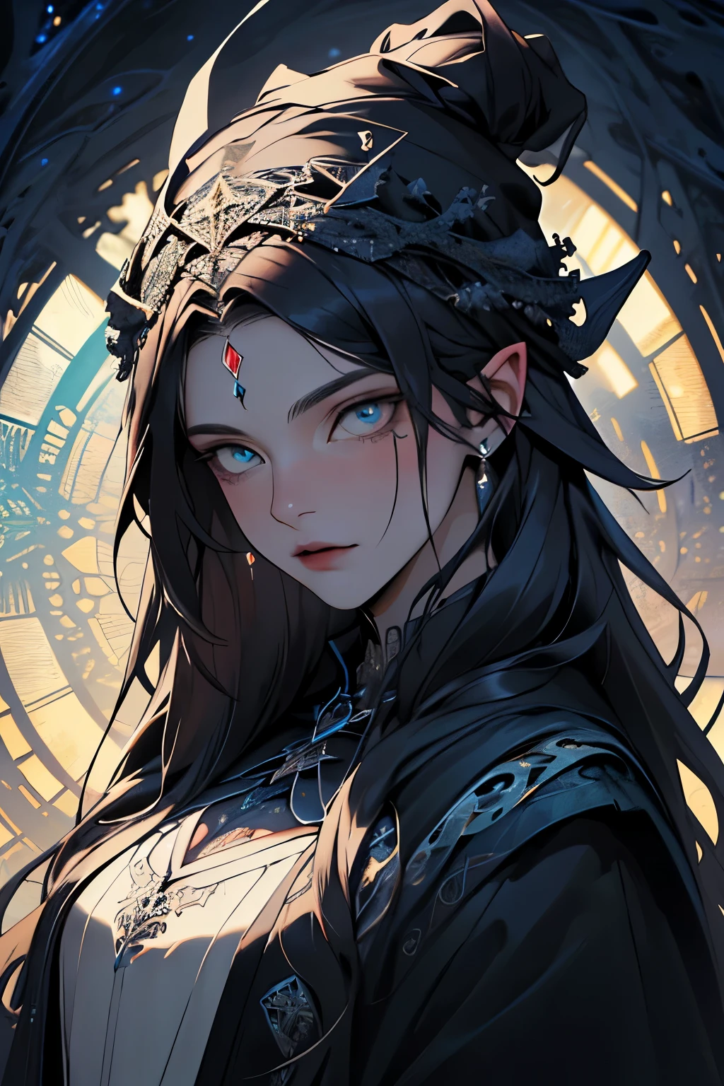 masterpiece, (absurd, high resolution, Ultra Detailed), 1 boy, muscular, beard, Solitary, Extremely detailed eyes, (official art, Beautiful and beautiful:1.2), (dark arts,erosion,Fractal Art :1.3), rich and colorful, fear, The most detailed