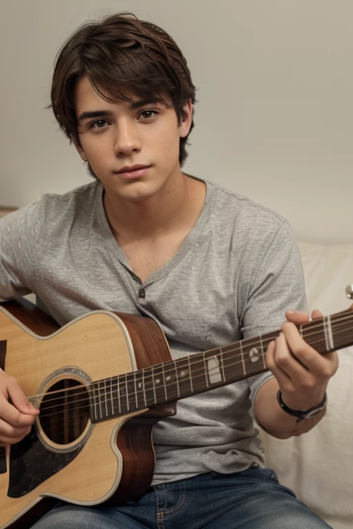 adulto joven masculino de nombre diego que toca guitarra y estudia musica