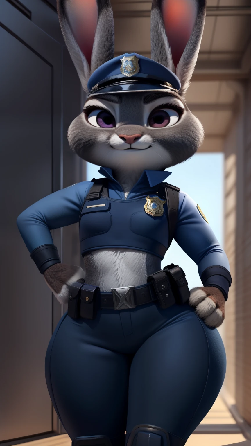 by qupostuv35, Judyhopps, police uniform, ((wide hips)), thick thighs