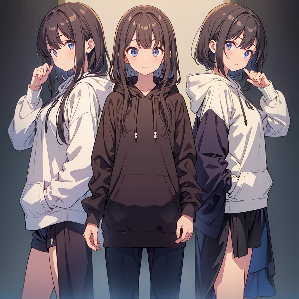A simple long hoodie、Rib knit cuffs and hem、