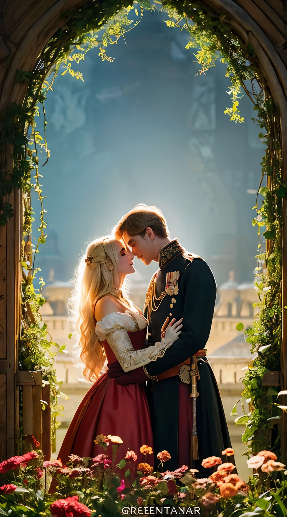 Engagement announcement of a blonde princess and a man with long golden hair in the Phoenix Palace