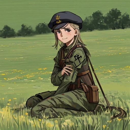 Soldado aleman facista, en el campo de batalla, posando para la foto, un poco ensangrentado, joven, hombre