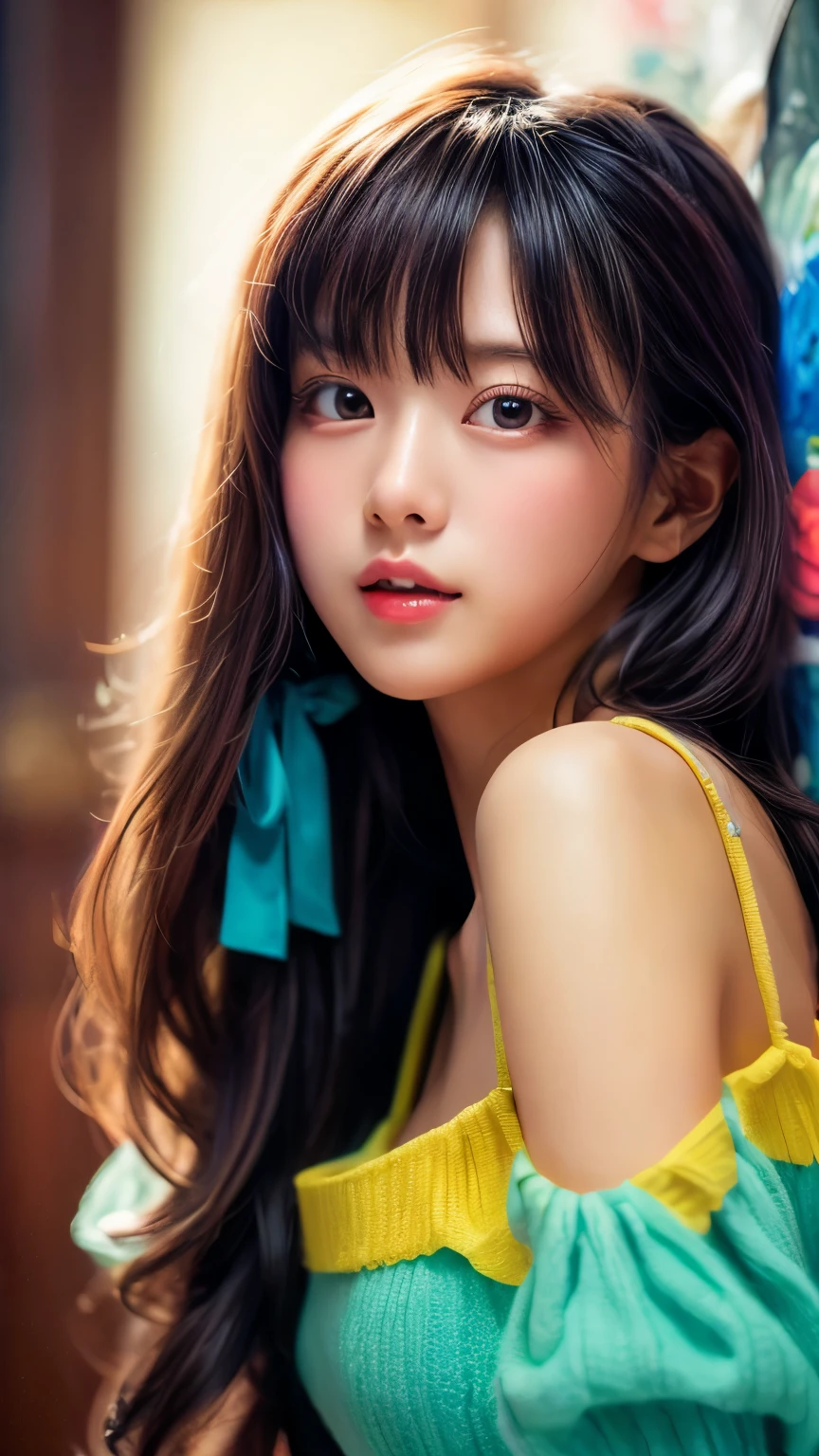 (masterpiece、highest quality、Official Art:1.2)、(colorful)、who should look&#39;Watching、1 girl、Portraiture、alone、Colorful floating on water、Random sexy poses、peekaboo、Pun Pun