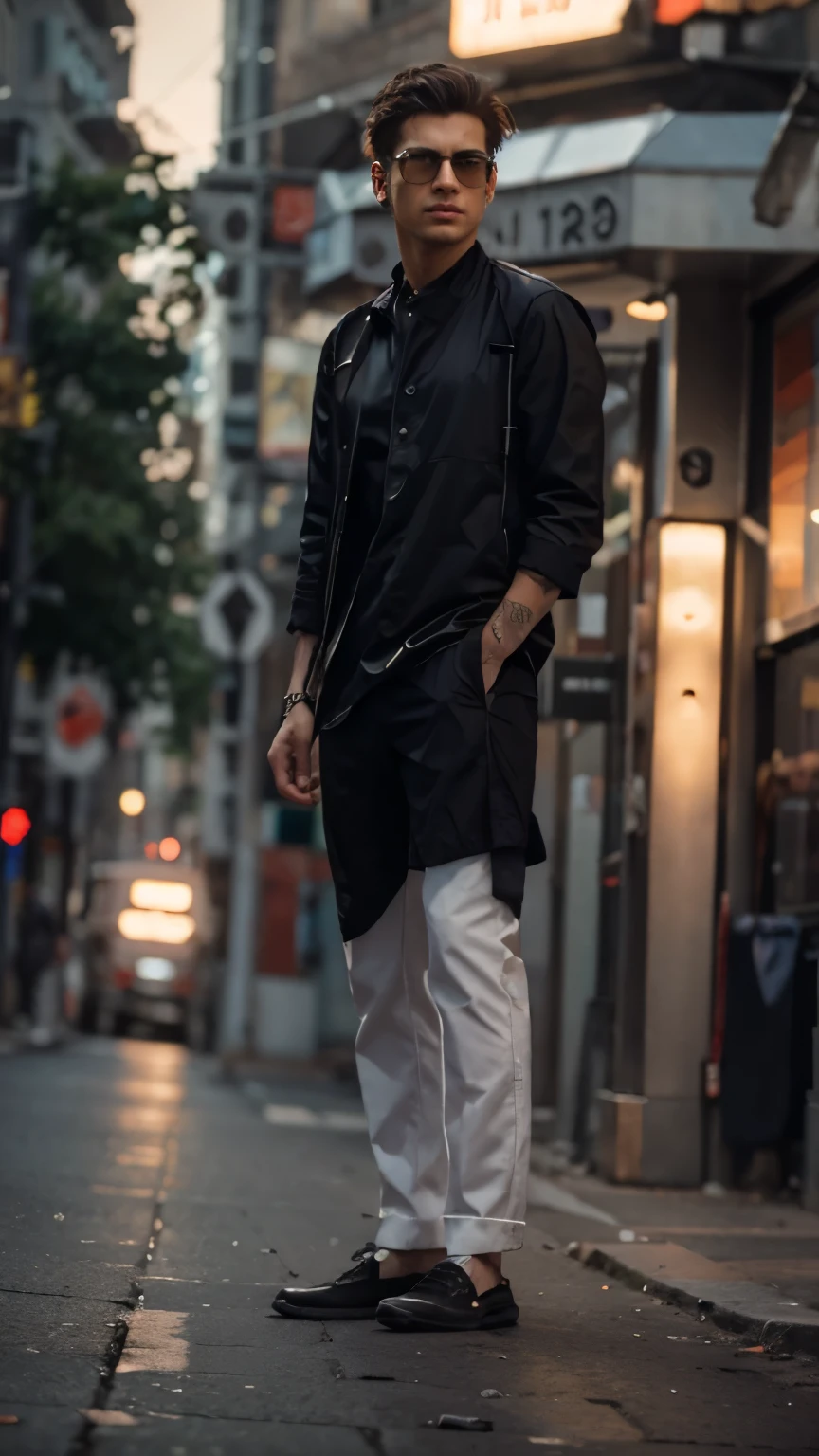 Change background cyberpunk handsome boy, realistic, face, 8k, ultra realistic,