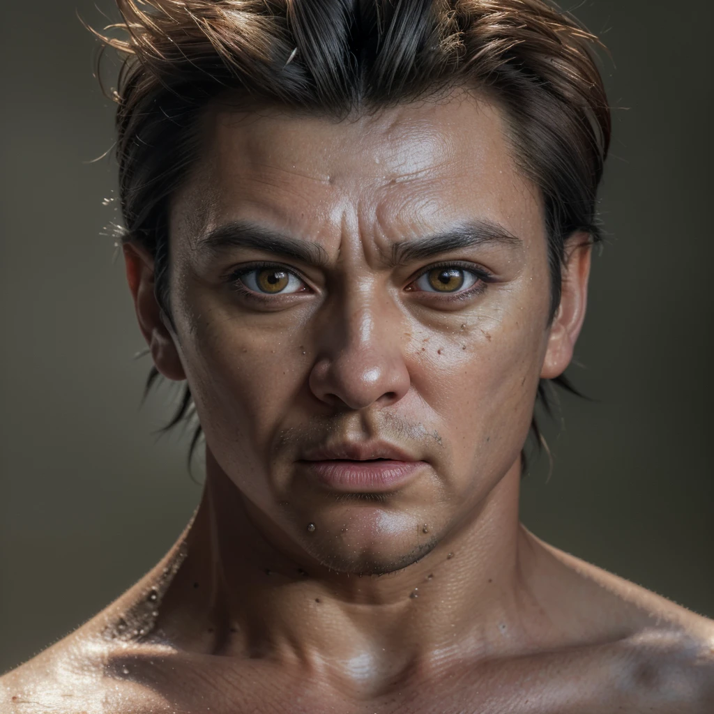 (masterpiece, best quality:1.2), (8k uhd, 16k, 32k, ultra high res), (photorealistic:1.37), (RAW photo), ultimate-realistic, ultimate-realistic details, ultimate-realistic texture, ultimate-intricate details, ultimate-realistic lighting, ultimate-realistic shadow, ultimate-angry face, ultimate-RAW skin, ultimate-realistic eyes, full body, create goku in 30 years old