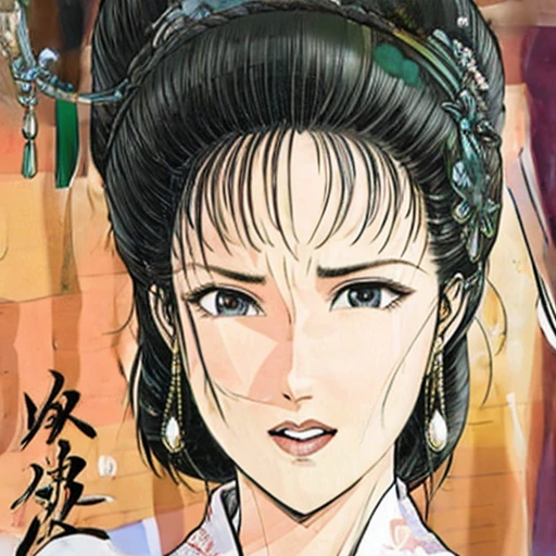 NSFW,Woman,{full_nude},{full_body},big breast,big nipple,Pubic hair of the same color as the hair,red cheek, crying, open mouth,skinny,sit on the chinese traditional style bed,{best quality}, {very aesthetic}, {ultra-detailed}, {best illustration},Are pregnant
