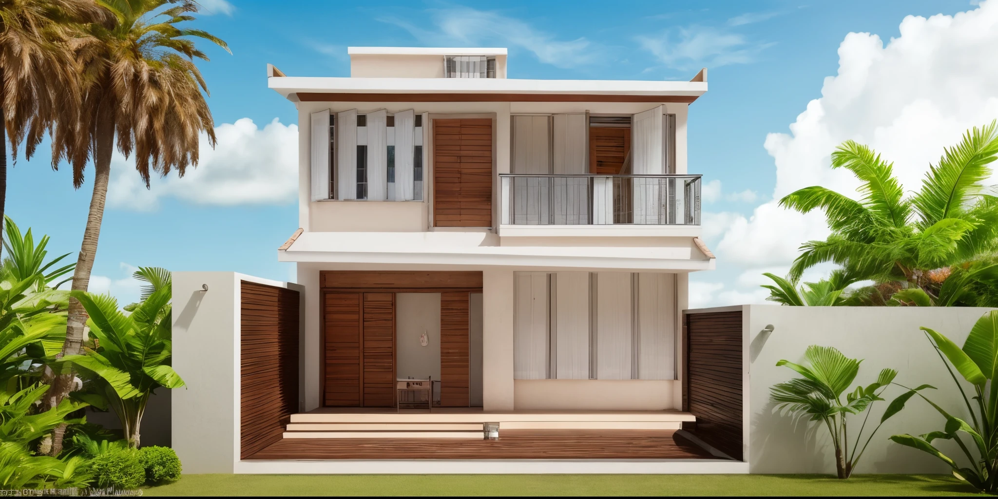 photographie primée d'a house in (style tropical), paysage tropical, cour de gravier