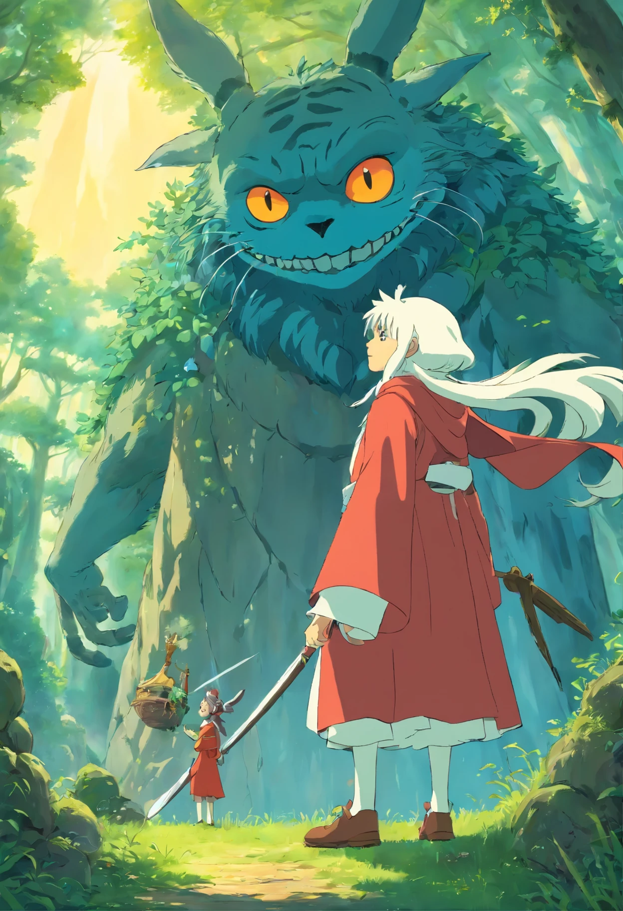 ghibli style, san \(mononoke hime\), <lora:ghibli_style_offset:1> ( upperbody portrait) (Sunny cloudy sky, beautiful forest)