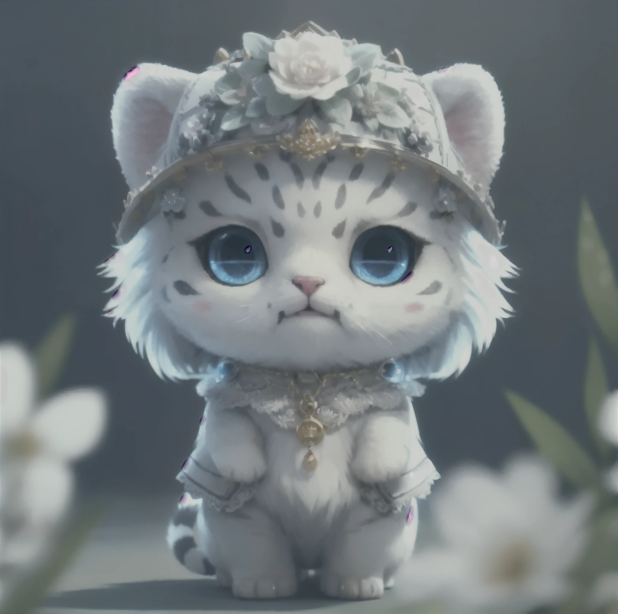 There is a white tiger with a hat on his head, Cute and detailed digital art, Nice digital painting, Adorable digital art, Cute 3D rendering, Cute and detailed artwork, Dumb Tiger, Cute tiger, とても美しくてCute tigerの女の子, Cute tigerのアニメビジュアル, Anime Tiger, Anthropomorphic tigress, Cute tiger, anthropomorphic tiger