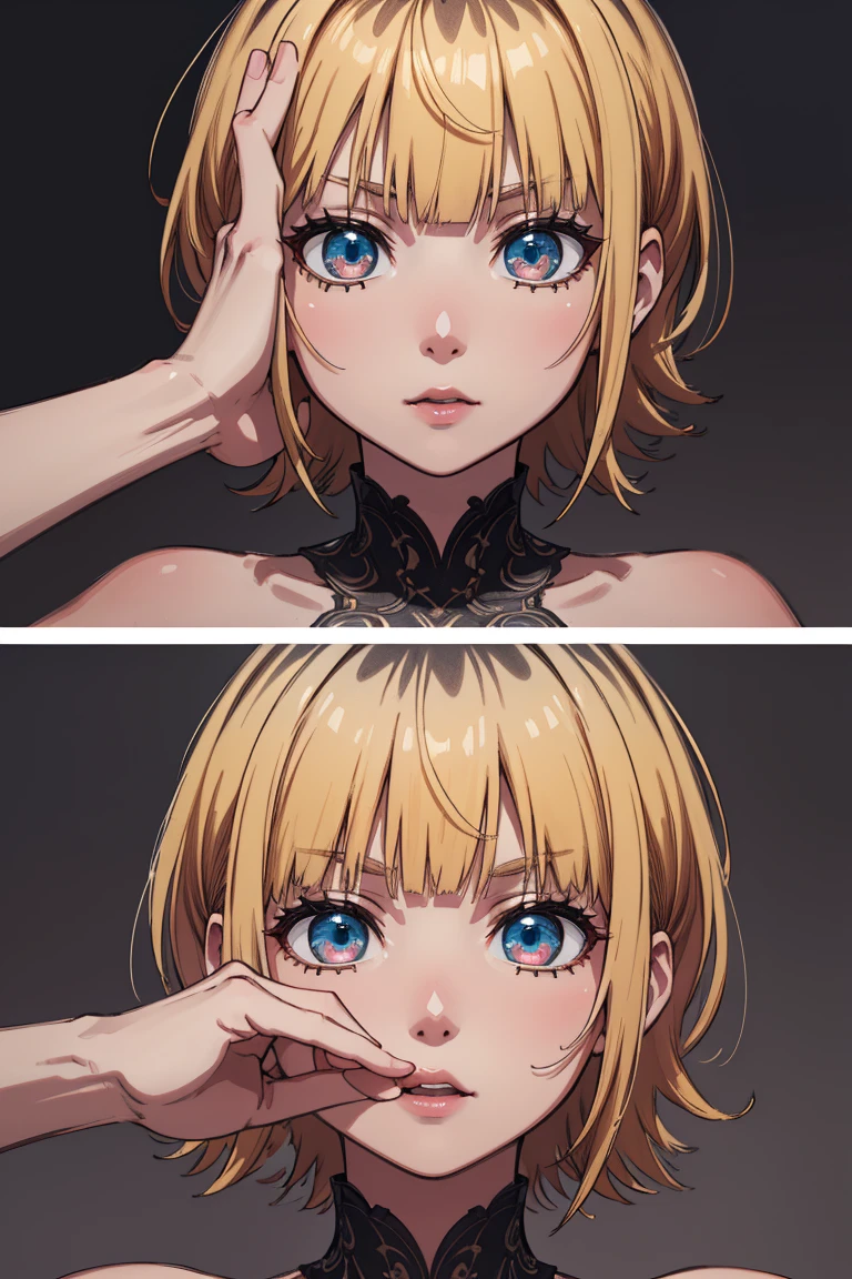 Memocho, Memocho, Blonde, blue eyes, Blunt bangs,, short hair,
Completely naked, (lure:1.2),whole body
(masterpiece:1.2), highest quality, High resolution, unity 8k wallpaper, (figure:0.8), (Beautiful fine details:1.6), Highly detailed face, Perfect lighting, Highly detailed CG, (Perfect hands, Perfect Anatomy),