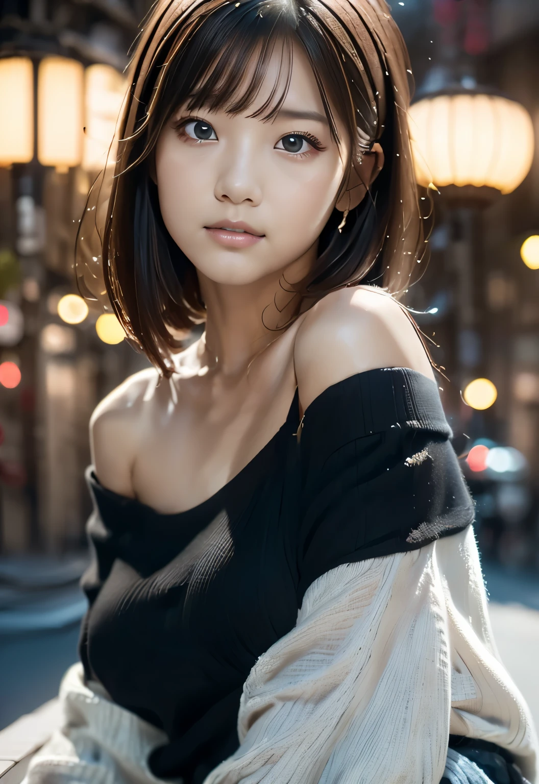 (((City:1.3,outdoor, drum,Photographed from the front))), ((long hair:1.3, black off shoulder blouse,japanese woman, cute)), (clean, natural makeup), (highest quality, masterpiece:1.3, 超High resolution), (Super detailed, caustics), (realistic:1.4, RAW shooting), very detailed, High resolution, 16K resolution