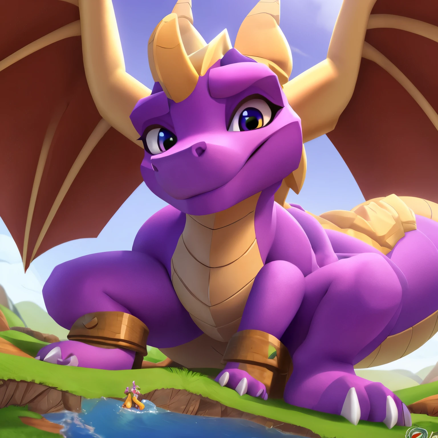 Spyro ((with thick tail)), female, caderas anchas, ((Macro)), vore