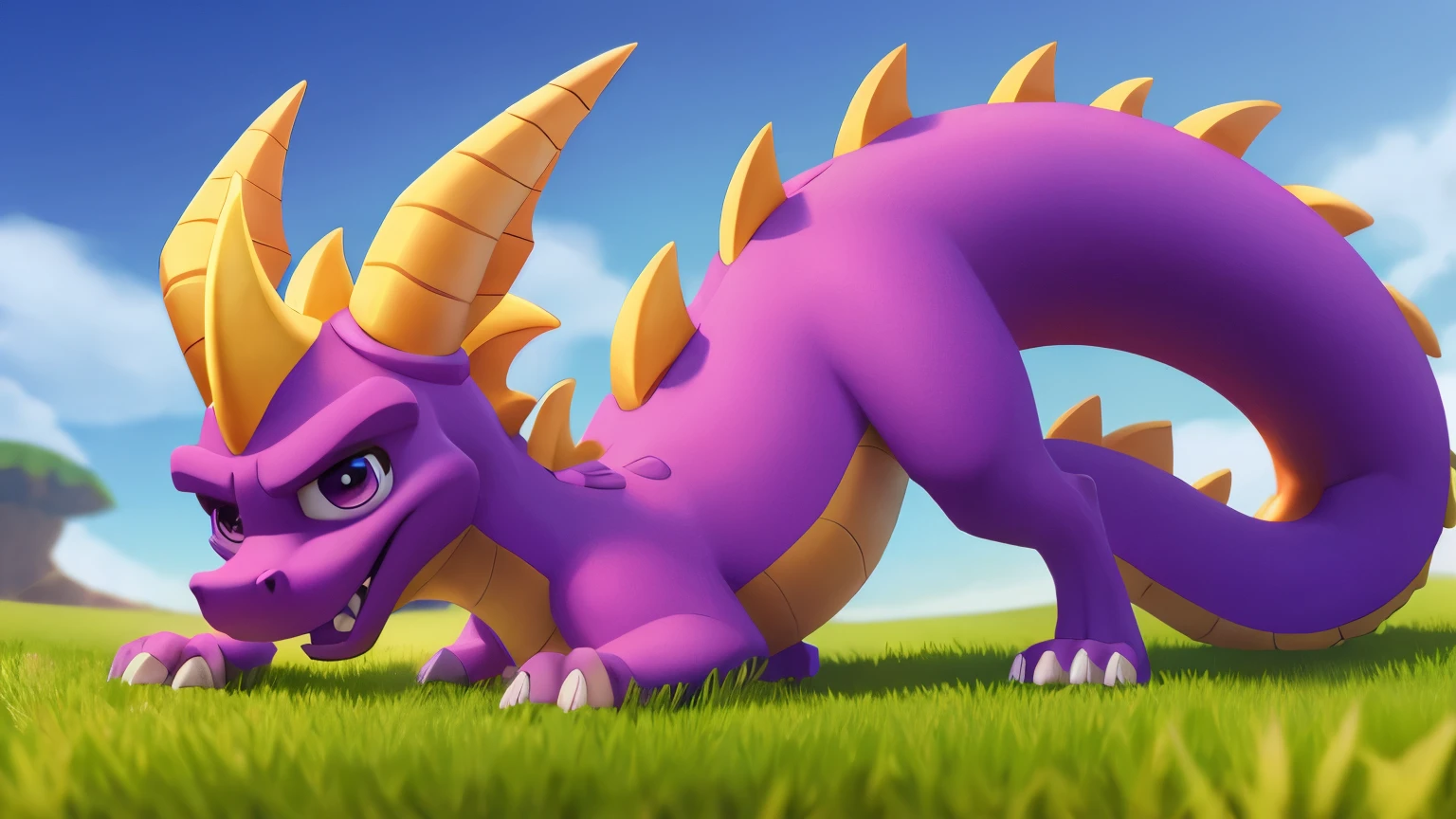 Spyro, Feral, ((thick tail)), Best quality, macro
