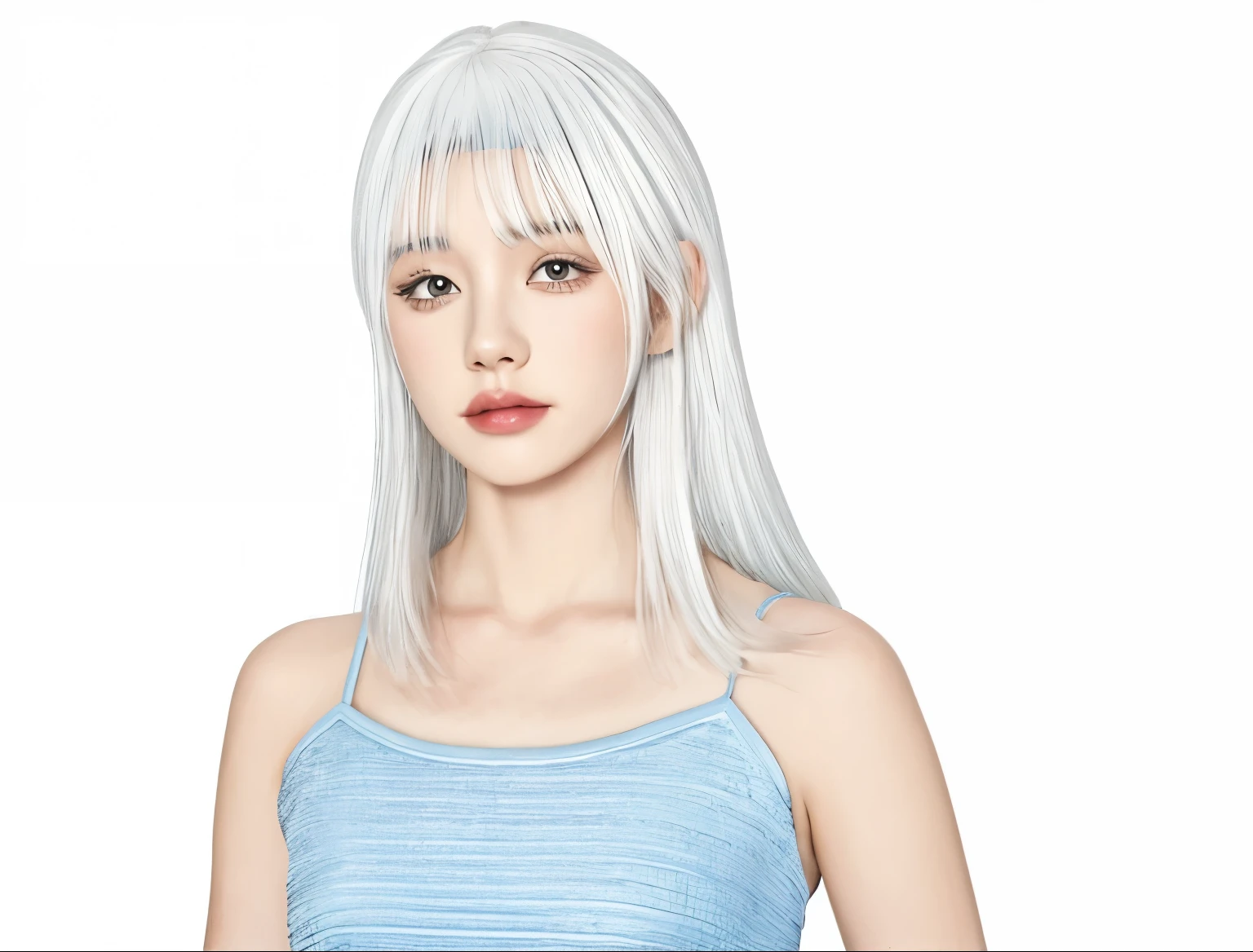 Blue film,White hair,Simple,girl,Upper Body