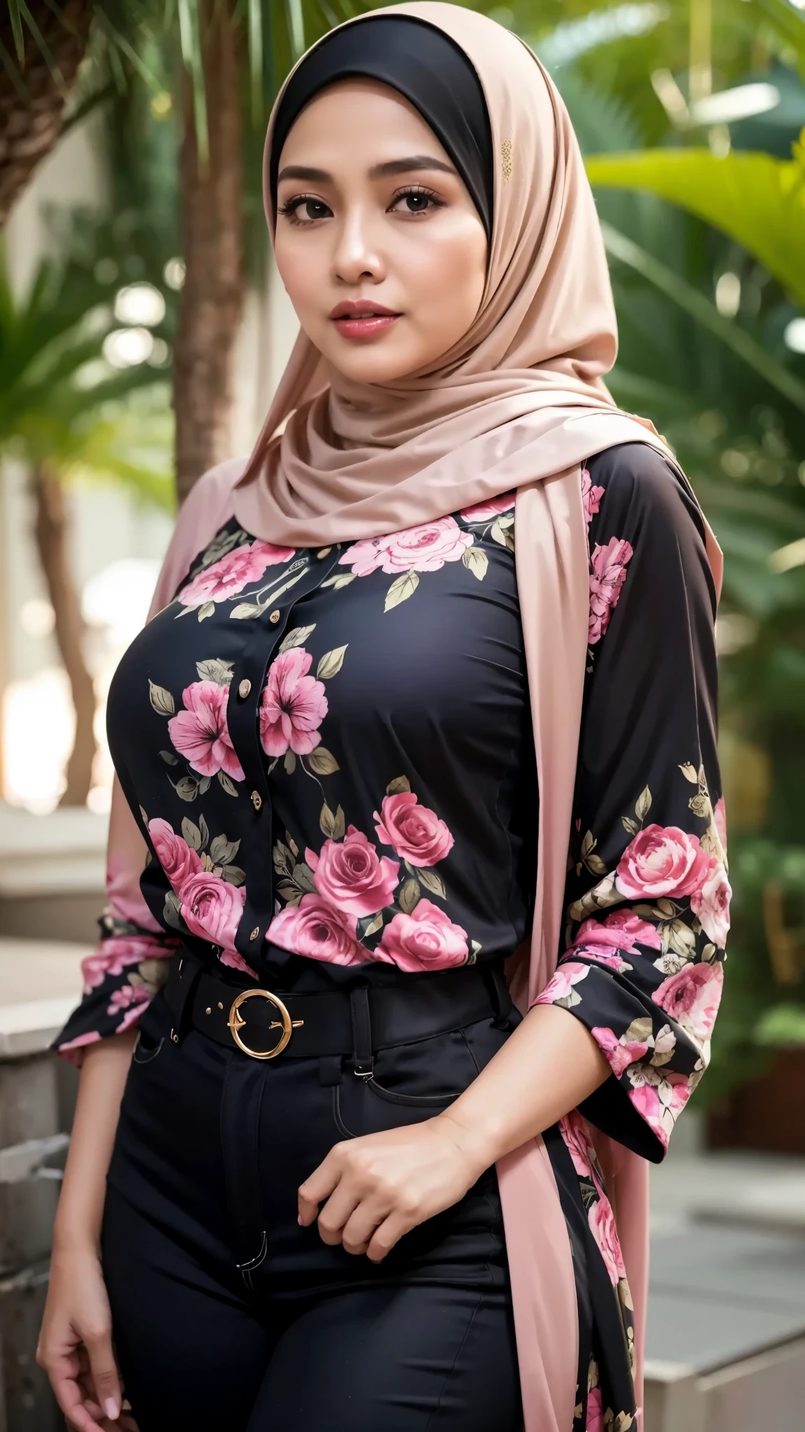 50 years Old, Hijab Indonesian mature woman, Big Tits : 66.9, Gamis, Breast out from her clothes : 1.9, at doctor office, Dark light, at Nighttime
