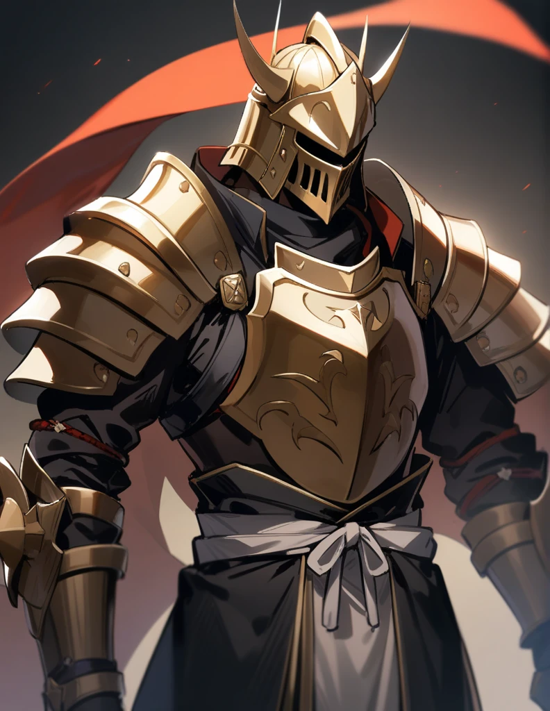 1boy, male focus, samurai,knight,golden helm,aestethic background, masterpiece, best quality, very aesthetic, absurdres