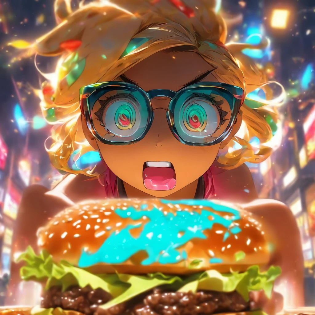 hamburger　Glasses　woman