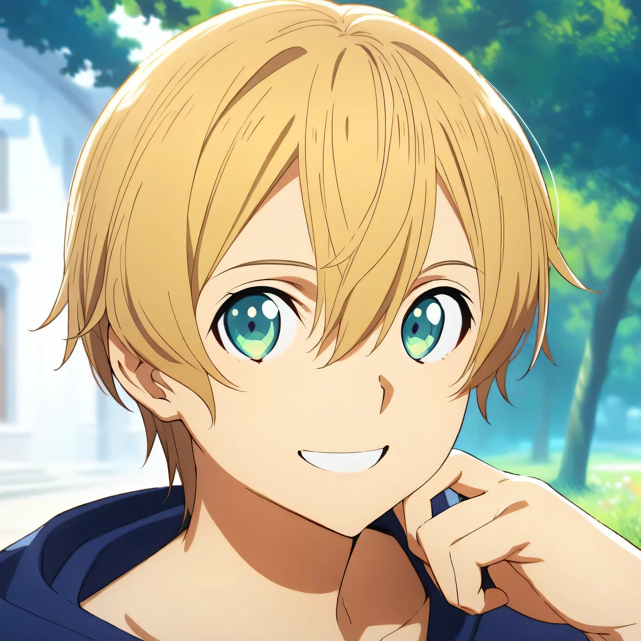 (masterpiece),(best quality),(ultra-detailed),(best illustration),(best shadow),(absurdres),(detailed background),(very aesthetic), looking at viewer, eugeo, 1boy, solo, confidence smile, portrait, 