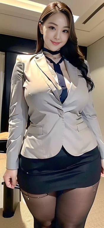 ((Japan&#39;the most beautiful mother))、((Dress up as a secret agent))、(())、((Big breasts are a bit saggy))、((Tidy Mother，Looks very kind，With a happy face.))、((flat face，She has a sexier body than anyone else.))、((Her hair is neatly combed，Showing her forehead.))、((Hard work brings glory))、((Trying to lift something))、Aircraft interior、((She bowed，cleveage清晰可见.))、((Mini skirt and black pantyhose are the best)) [[特写cleveage]]]]Huge long saggy breasts, cleveage, The chest is more exposed。