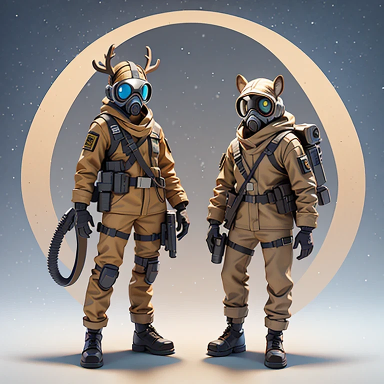 ((Side view))(Fabric flax plush)(vinyl toy figurineUHD 8K)Alafud Soldier with gas mask and gun, Sanya Toys, Guerrilla, vinyl toy figurine, Highly detailed toys, Future combat equipment, Stop motion vinyl characters, Soldier, Marmoset Rendering, camouflage equipment, Octane Rendering”, Octane Rendering((Deer head future star)), Ninja, Vinyl Action Figures, Personagem pequeno. Unreal Engine 5, PVC figurines, Octane Rendering (((one)))