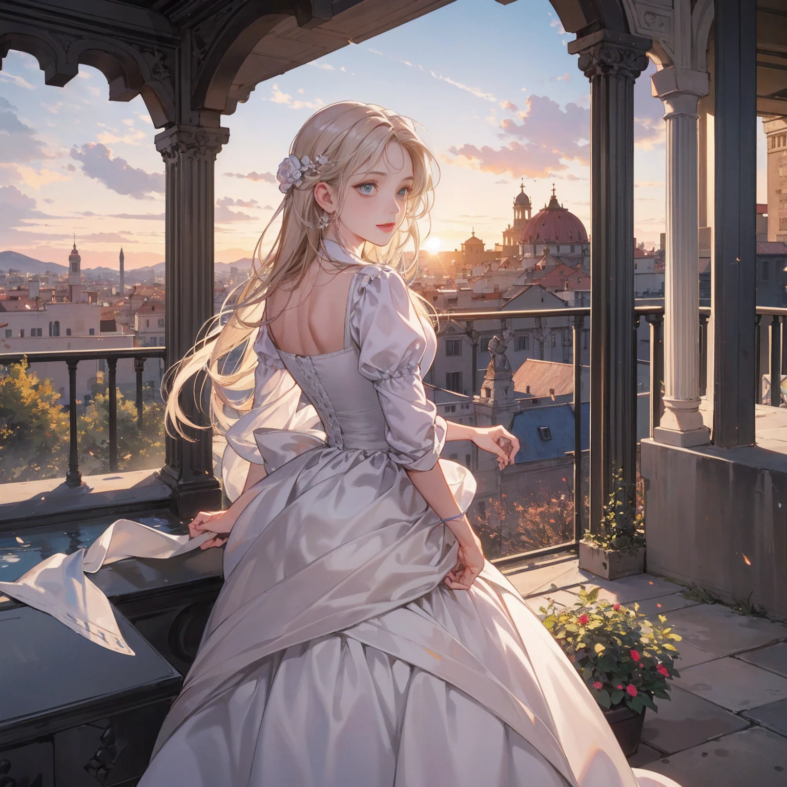((Highly detailed CG unity 8k wallpaper)), Roman Emperor Constantine the Great and a beautiful woman named Serdica, beloved by the Roman Emperor Constantine the Great. A happy couple. An eternal bond of love. Mutual affection. Pure love. romantic, sunset, back only, photorealistic The refreshing breeze of early summer.“My Rome is Serdica” amor.rome.Magnificent and lyrical. Dramatic. With admiration for Sofia, Bulgaria.epic. symphonic.dramatic , view background. urban. Super beautiful. high resolution. high quality. High resolution. digital art. Super beautiful. high resolution. high quality. High resolution. digital art.