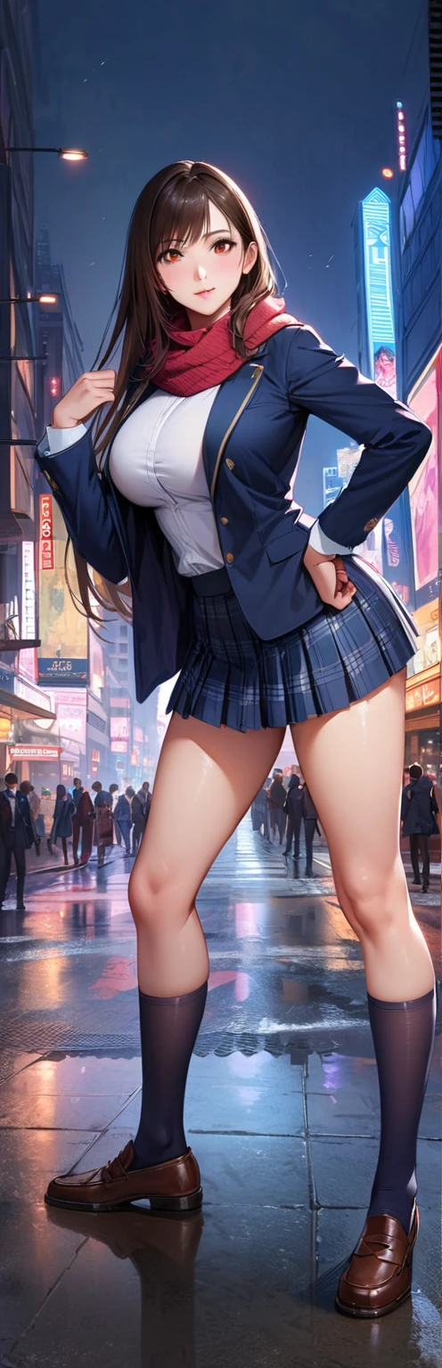 masterpiece, best quality,1girl,young girl,brown eyes,long hair,mesugaki smile,shiny skin,(nice leg line:1.3),thin waist,huge breasts
BREAK
school uniform,necktie,((pencil skirt)),high heels
BREAK
street,crowd,depth of field,looking at viewer,squatting,from behind,full body,legsupsexms