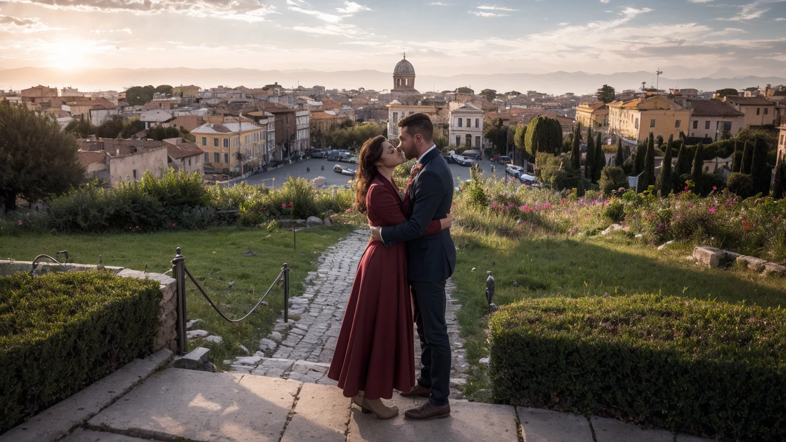 ((Highly detailed CG unity 8k wallpaper)), Roman Emperor Constantine the Great and a beautiful woman named Serdica, beloved by the Roman Emperor Constantine the Great. A happy couple. An eternal bond of love. Mutual affection. Pure love. romantic, sunset, back only, photorealistic The refreshing breeze of early summer.“My Rome is Serdica” amor.rome.Magnificent and lyrical. Dramatic. With admiration for Sofia, Bulgaria.epic. symphonic.dramatic , view background. urban. Super beautiful. high resolution. high quality. High resolution. digital art. Super beautiful. high resolution. high quality. High resolution. digital art.