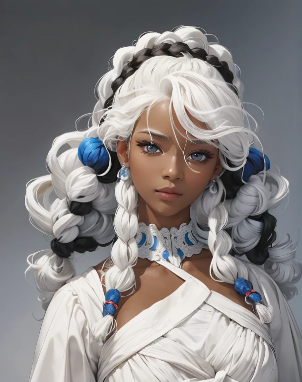 Beautiful girl priestess, intricate hairstyle, Braids, white clothes, soft power in a glance, high quality, realism.