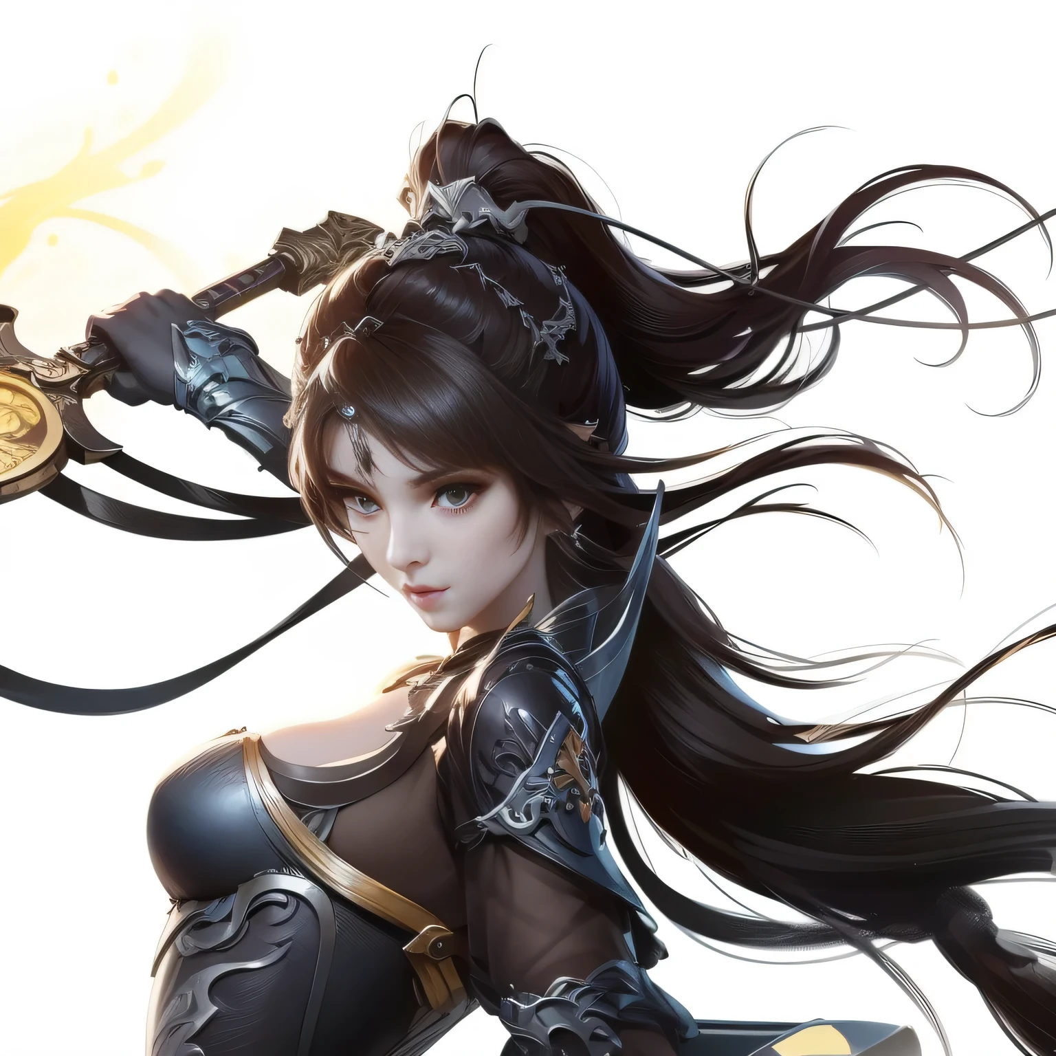 a close up of a woman with a sword and a helmet, by Yang J, g liulian art style, ruan jia and artgerm, digital fantasy art ), inspired by Wu Li, beautiful digital artwork, artgerm and ruan jia, inspired by Du Qiong, extremely detailed artgerm, inspired by Fenghua Zhong