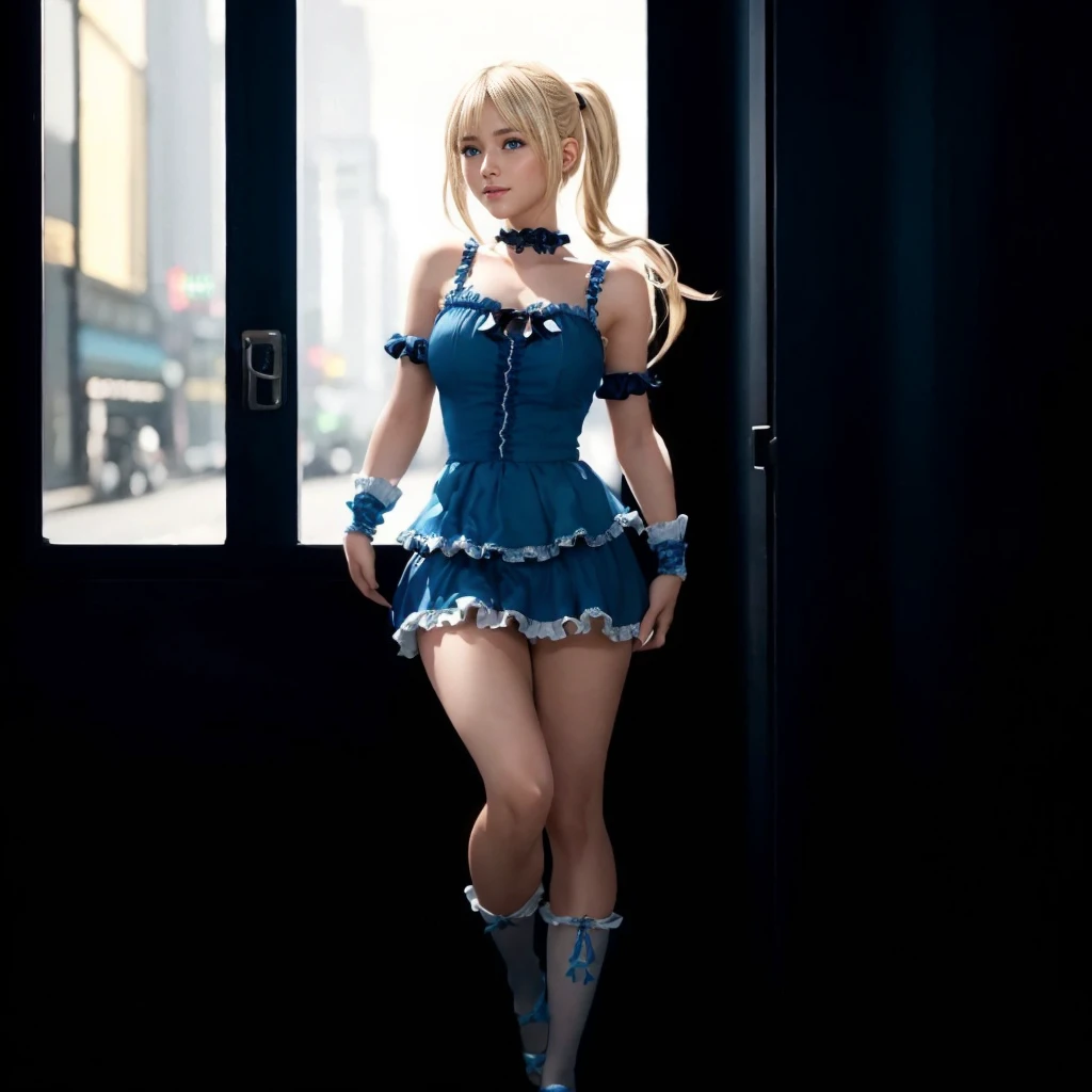 Marie Rose, (best quality,8k,UHD,realistic:1.37),beautiful detailed blue eyes,beautiful detailed face,long blonde hair,ultra-realistic texture. cute smile expression
