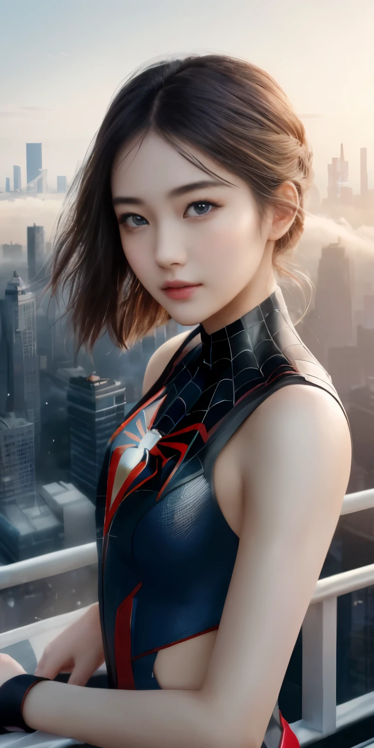 (1 Girl:1.3), Solitary, (((Very Delicate face)))), ((The eyes and face are very detailed)))), Beautiful eye details, body parts__, official art, Unified 8K wallpaper, Ultra Detailed, fair and fair, fair, masterpiece, best quality, The original, masterpiece, Ultra-detailed photos, best quality, Ultra-high resolution, realism, Sunlight, Full body portrait, amazing beauty, Dynamic poses, Delicate face, Vibrant eyes, (From the front), She's wearing a warrior suit, Red and black color scheme, , 非常详细的城市roof背景, roof, overlooking the city, Delicate face, Detailed complex busy background, messy, Gorgeous, milky, Very delicate skin, Realistic skin details, Visible pores, Be focused, Volumetric Fog, 8k ultra high definition, DSLR camera, high quality, Film Grain, White skin, Photorealism, Rama Photography, Future dystopian metropolis, translucent