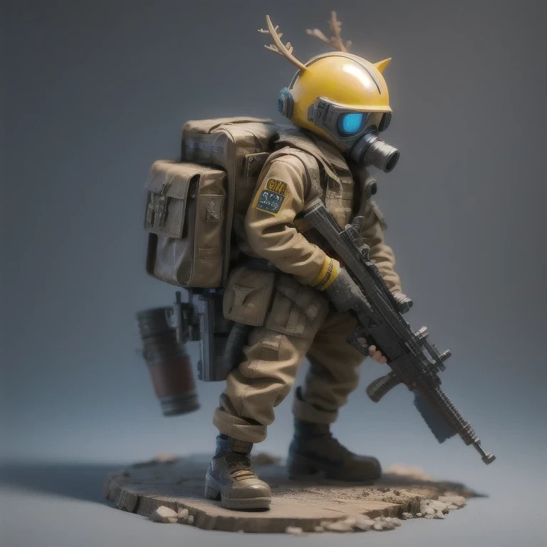 ((Side view))(Fabric flax)(vinyl toy figurineUHD 8K)Alafud Soldier with gas mask and gun, Sanya Toy, Guerrilla, vinyl toy figurine, Highly detailed toy, ((Late autumn camouflage uniform))Future combat equipment, Stop motion vinyl character, Soldier, Marmoset Rendering, camouflage equipment, Octane Rendering”, Octane Rendering((Deer horn future man)), Ninja, Vinyl Action Figure, Personagem pequeno. Unreal Engine 5, PVC figurines, Octane Rendering (((one boy)))