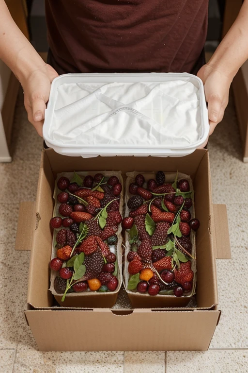 Una imagen que muestre un recipiente o frasco transparente con semillas de calabaza, cranberries, uva ursi y licopeno se deben de ver todos los ingredientes y que las manos de un hombre detenga el recipiente o frasco