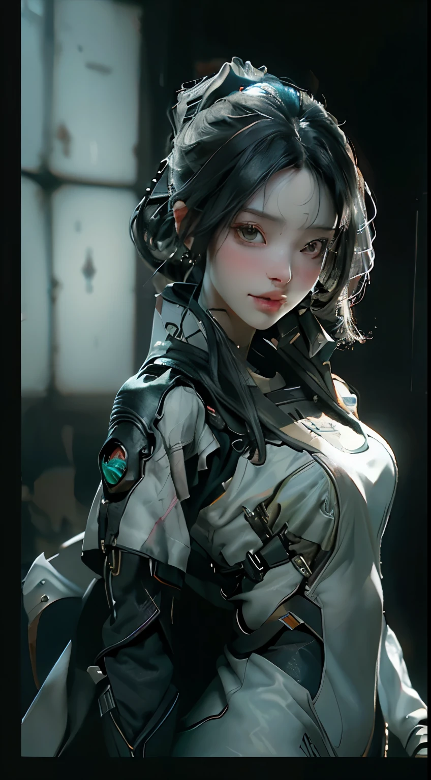 ((Best quality)), ((masterpiece)), (detailed:1.4), 3D, an image of a beautiful cyberpunk female,HDR (High Dynamic Range),Ray Tracing,NVIDIA RTX,Super-Resolution,Unreal 5,Subsurface scattering,PBR Texturing,Post-processing,Anisotropic Filtering,Depth-of-field,Maximum clarity and sharpness,Multi-layered textures,Albedo and Specular maps,Surface shading,Accurate simulation of light-material interaction,Perfect proportions,Octane Render,Two-tone lighting,Wide aperture,Low ISO,White balance,Rule of thirds,8K RAW,