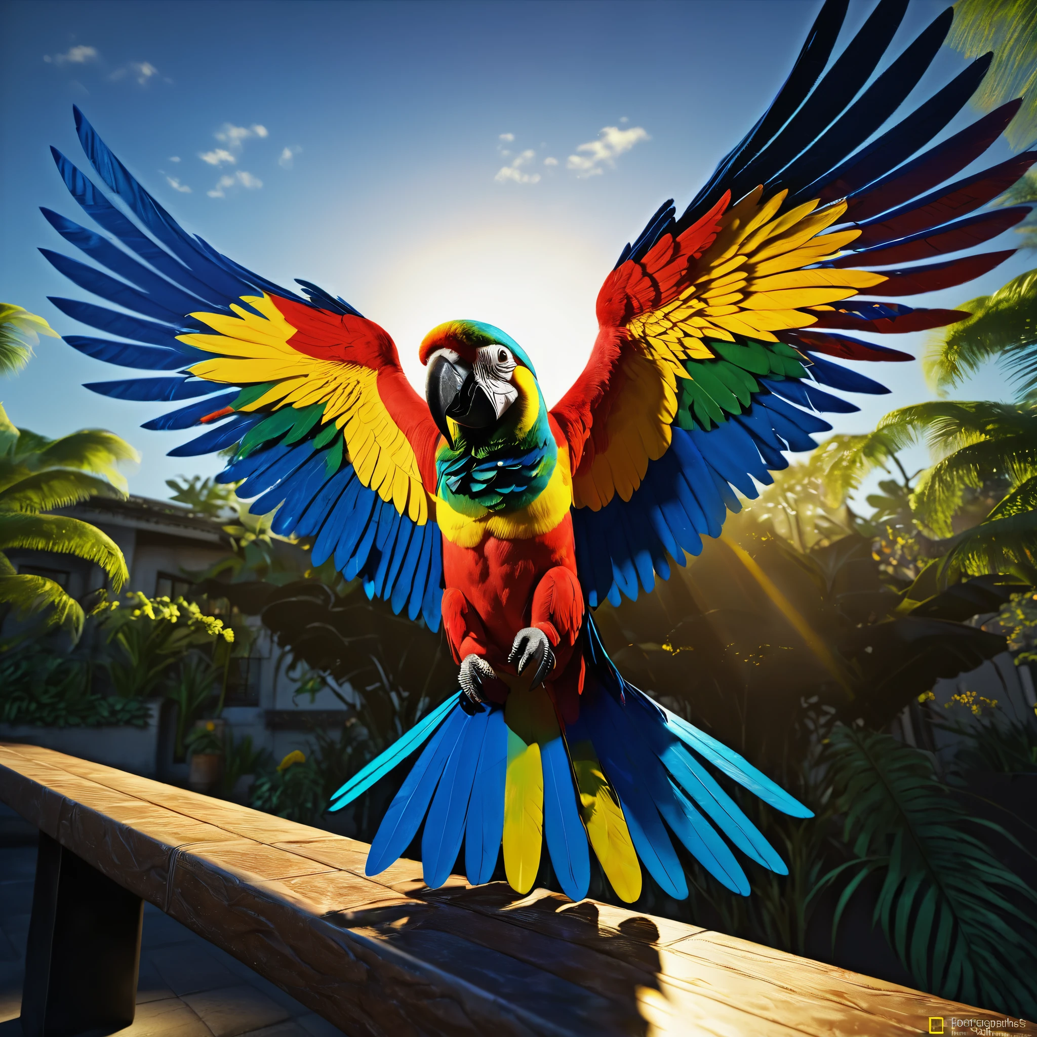 Sunset, full body shot of beautiful colour parrot:3 "Dia De Los Muertos" initial referential The Master Professor hand-Invictus. Spread wings. On the man shoulder. Capture the details of expensive brush strokes. dynamic composition, dramatic lighting to create a cinematic forest and blue sky atmosphere... National geographic quality images, extremely detailed, volumetric lighting, Background: City Street. Ultra Professional PhotoRealistic ((UnrealEngine5 epic tmasterpiece, ultra high-quality, ultra high-details, ultra sharp-focus, ultra high-resolution, ultra high-definition, vibrant DSLR vivid colorful lighting, cinematic_sunlight, saturate)), varies multi etc. --v 6 --s 1000 --c 20 --q 5 --chaos 100