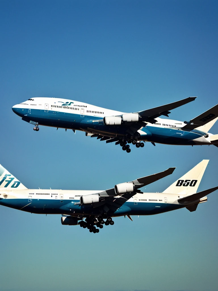 Boeing 747 passenger plane in the air seen from outside