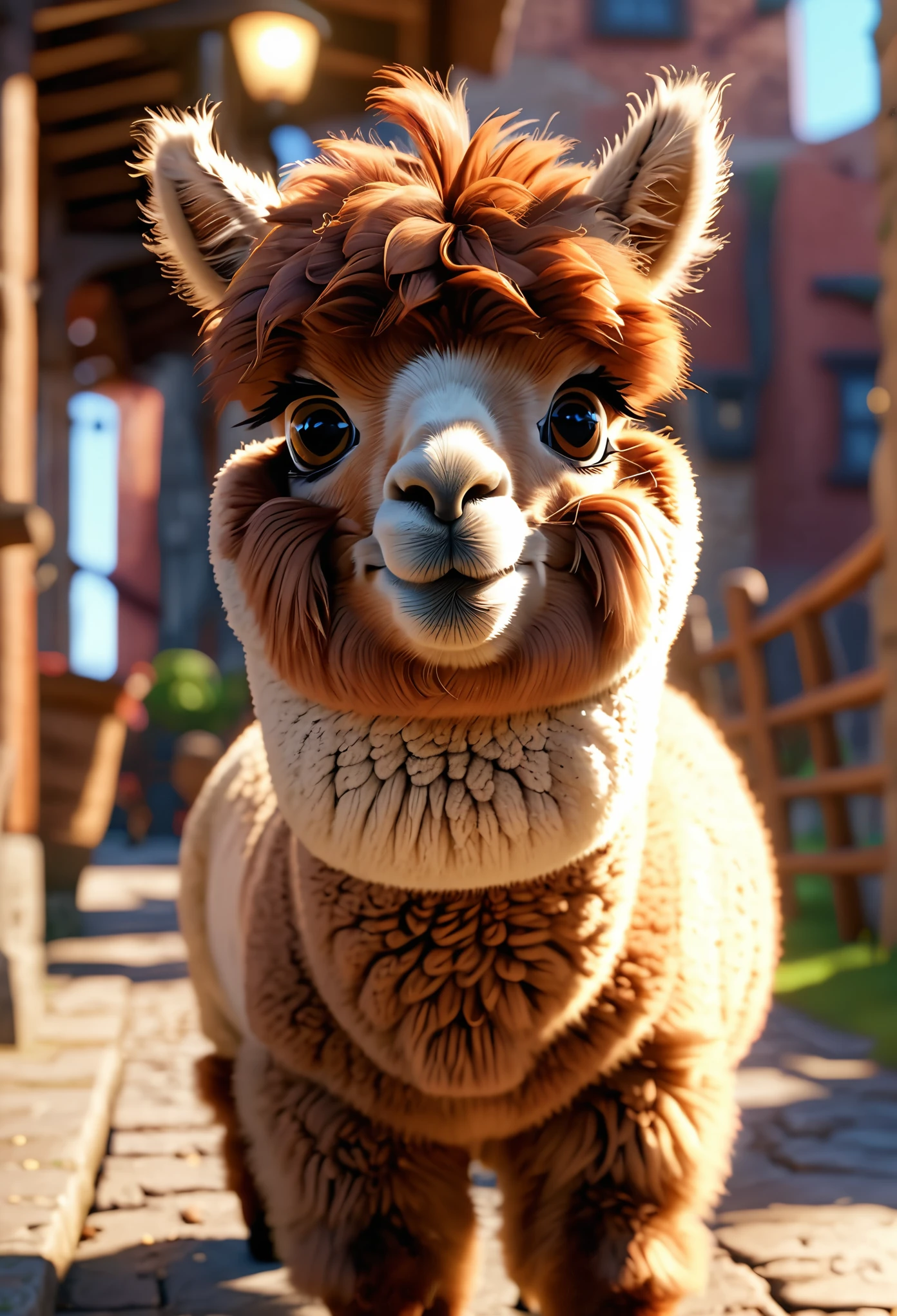 Alpaca，cute，cute，3d，Pixar animation style，8k，Super fine，masterpiece，high quality，cinematic perspective，Movie Lighting