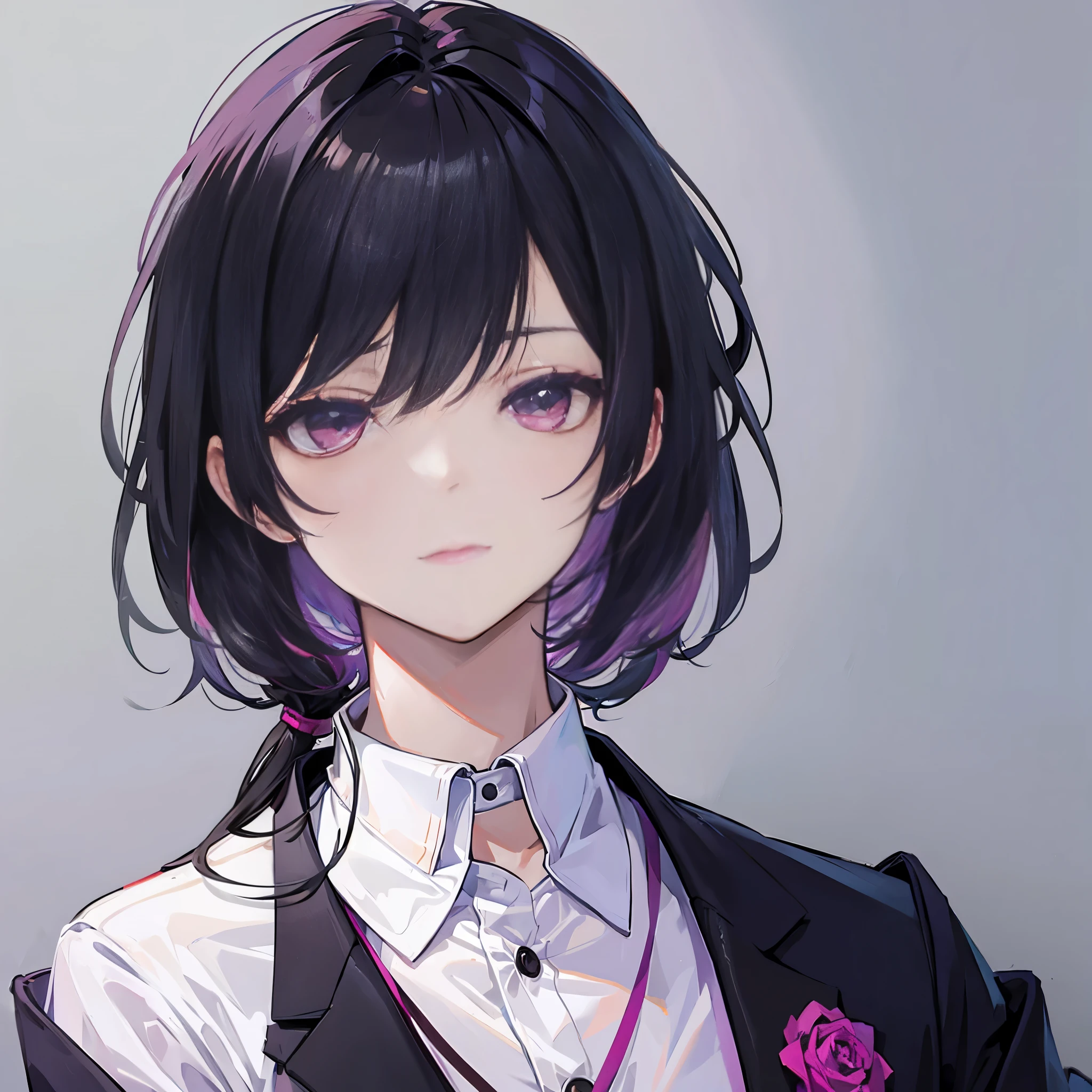 ((portrait)), (a boy), Male Characters, ((Suit)), ((black hair)), ((magenta eyes))