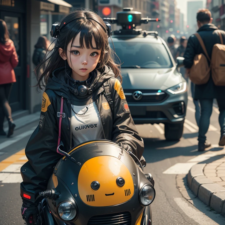 Artificial intelligence self-driving car driver robot,
Robot is a cute girl,
Riding in a colorful car,
The robot is the driver,
Photorealistic,
Octane Rendering,
Unreal Engine,
Ultra-realistic