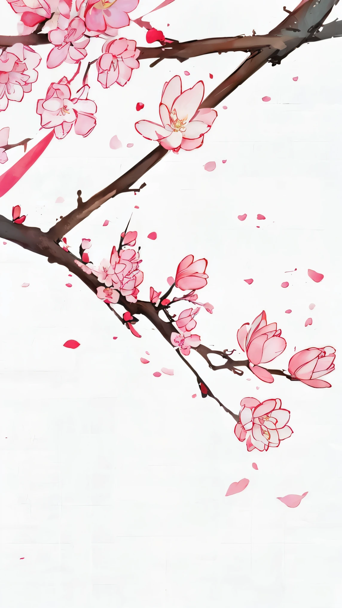  yueyue, white background, flower, leaf, pink flower, no humans, simple background, branch, fruit, cherry blossoms, food, still life