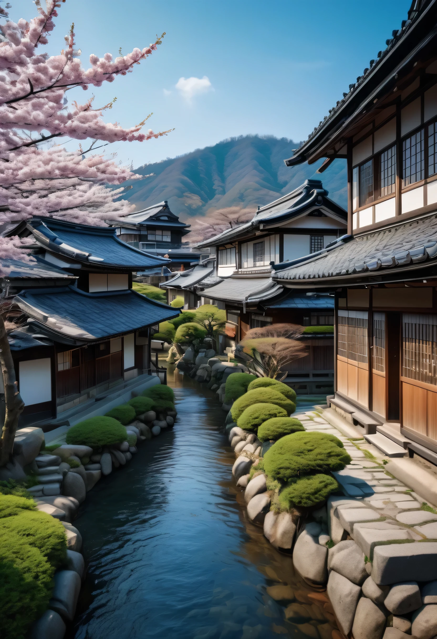 (highest quality), masterpiece, Complex, Attention to detail, Professional photos, 8K Ultra HD, Sharp focus, (Realistic photos:1.2), Spring Village,Togenkyo