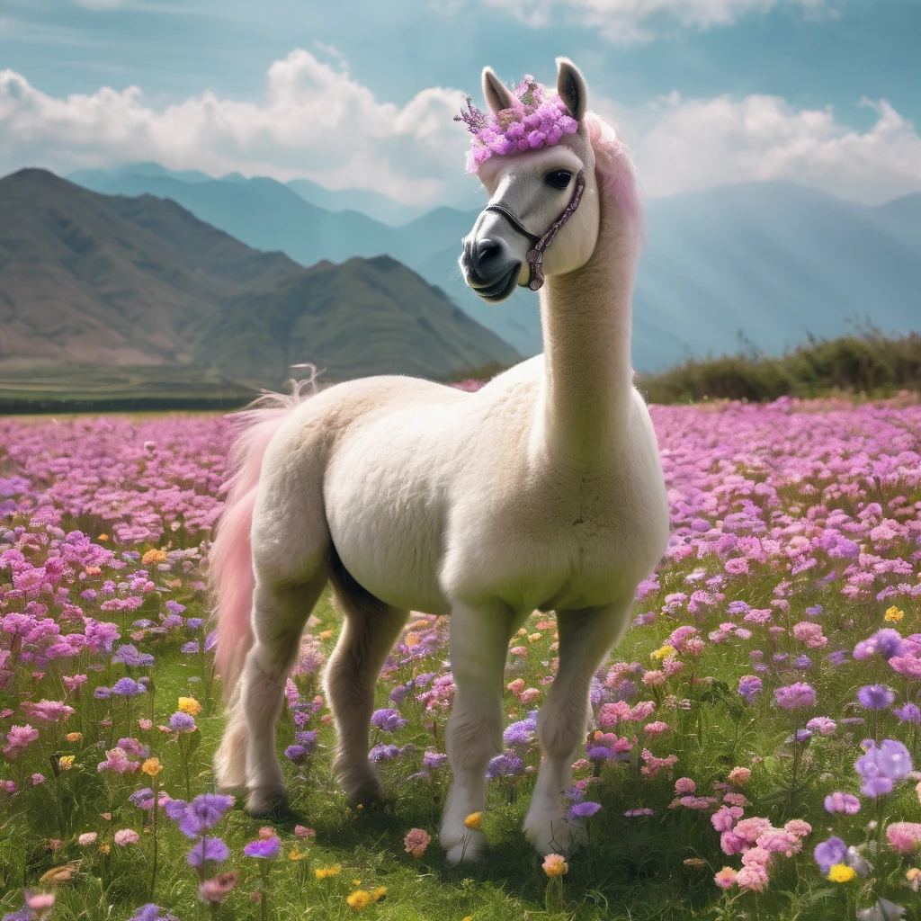 unicorn sitting on a blanket in a park

