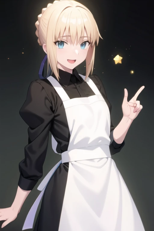 Blonde girl，black body stocking，White apron，A cheerful face，Star Kafka